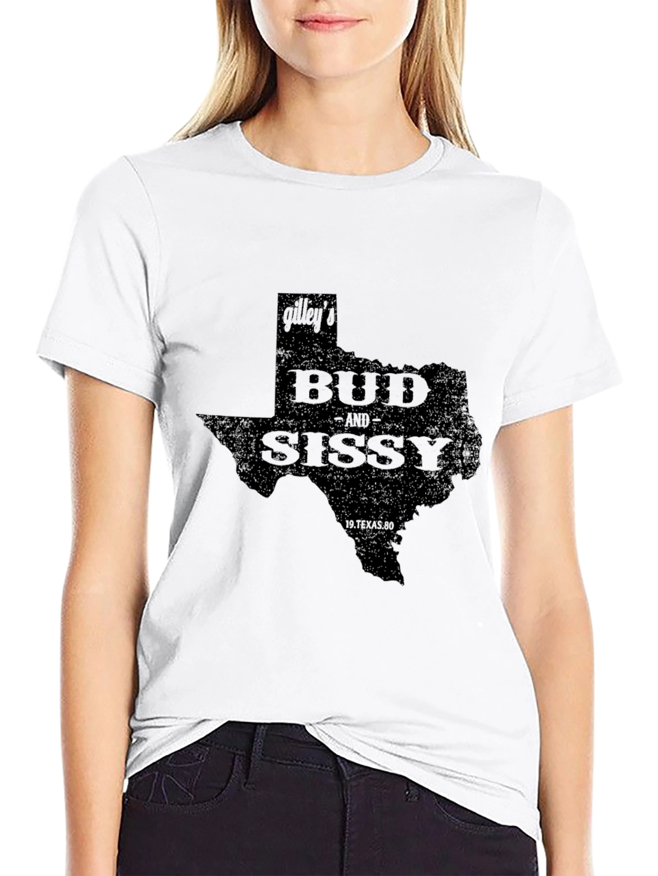 Gilleys Bud and Sissy Texas Black T-Shirt