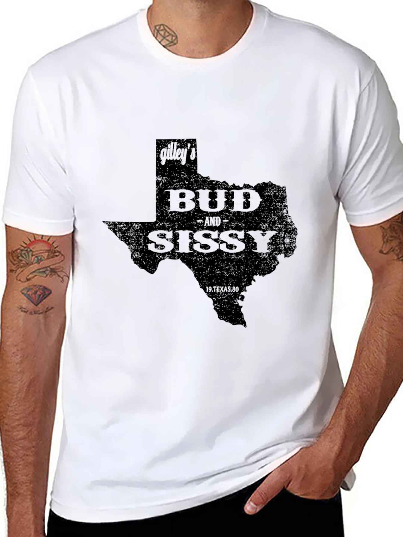 Gilleys Bud and Sissy Texas Black T-Shirt