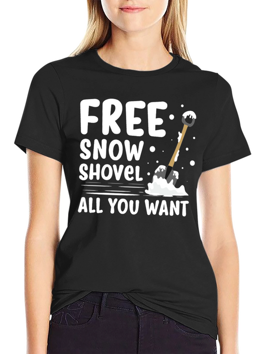 Free Snow Shovel T-Shirt - Winter Fun Graphic Tee