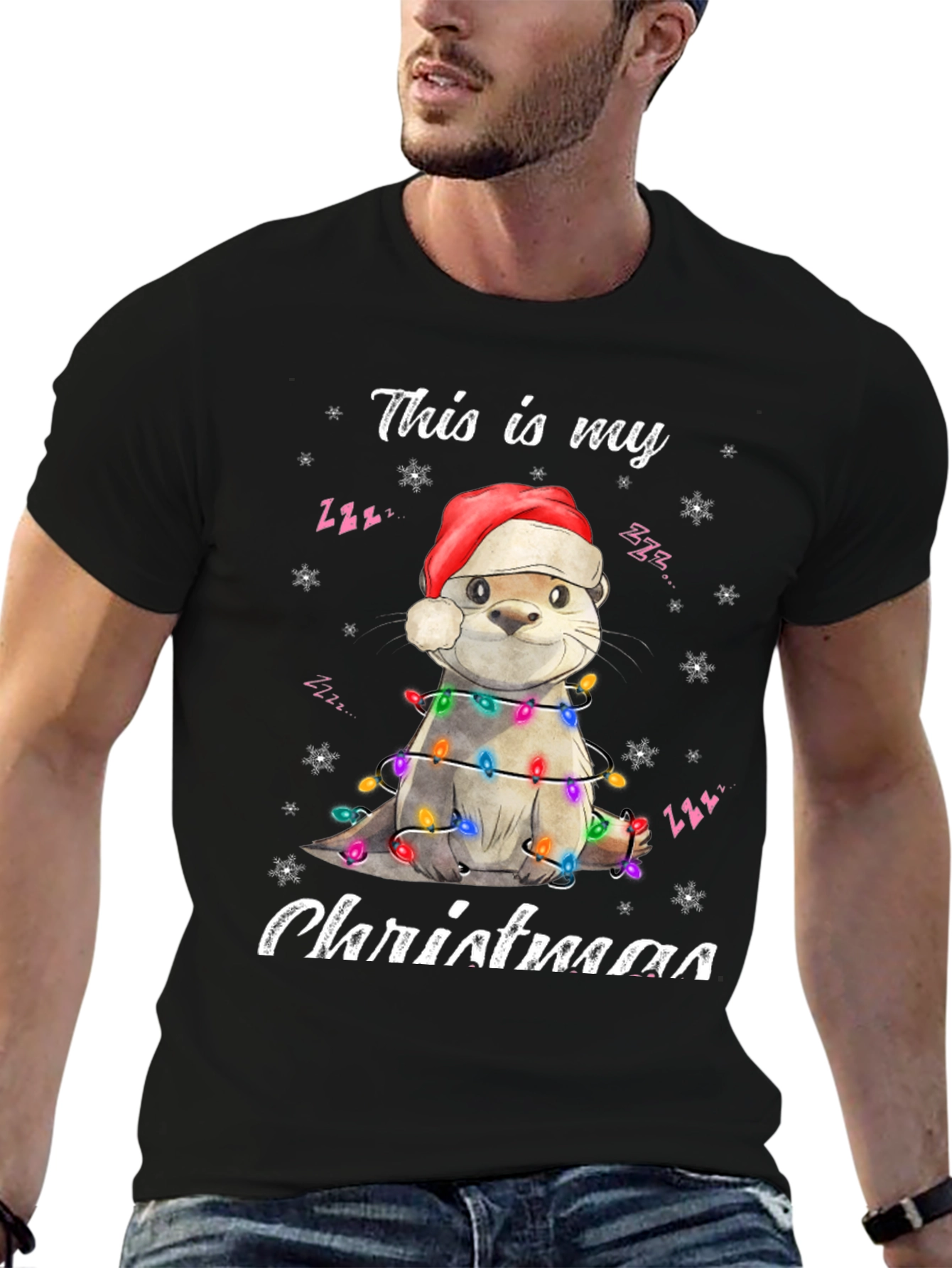 Otter Christmas Lights T-Shirt