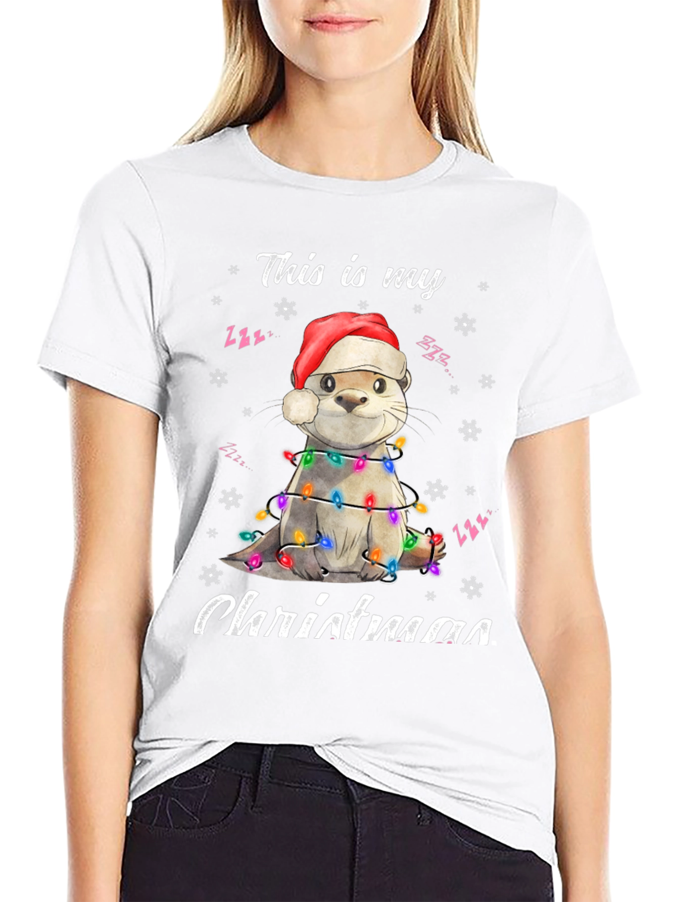 Otter Christmas Lights T-Shirt