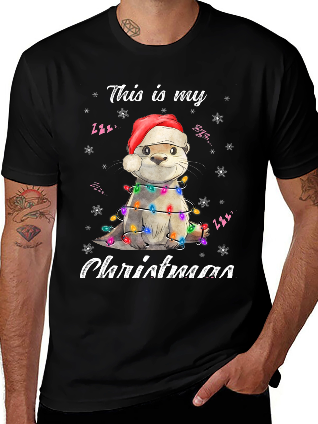 Otter Christmas Lights T-Shirt