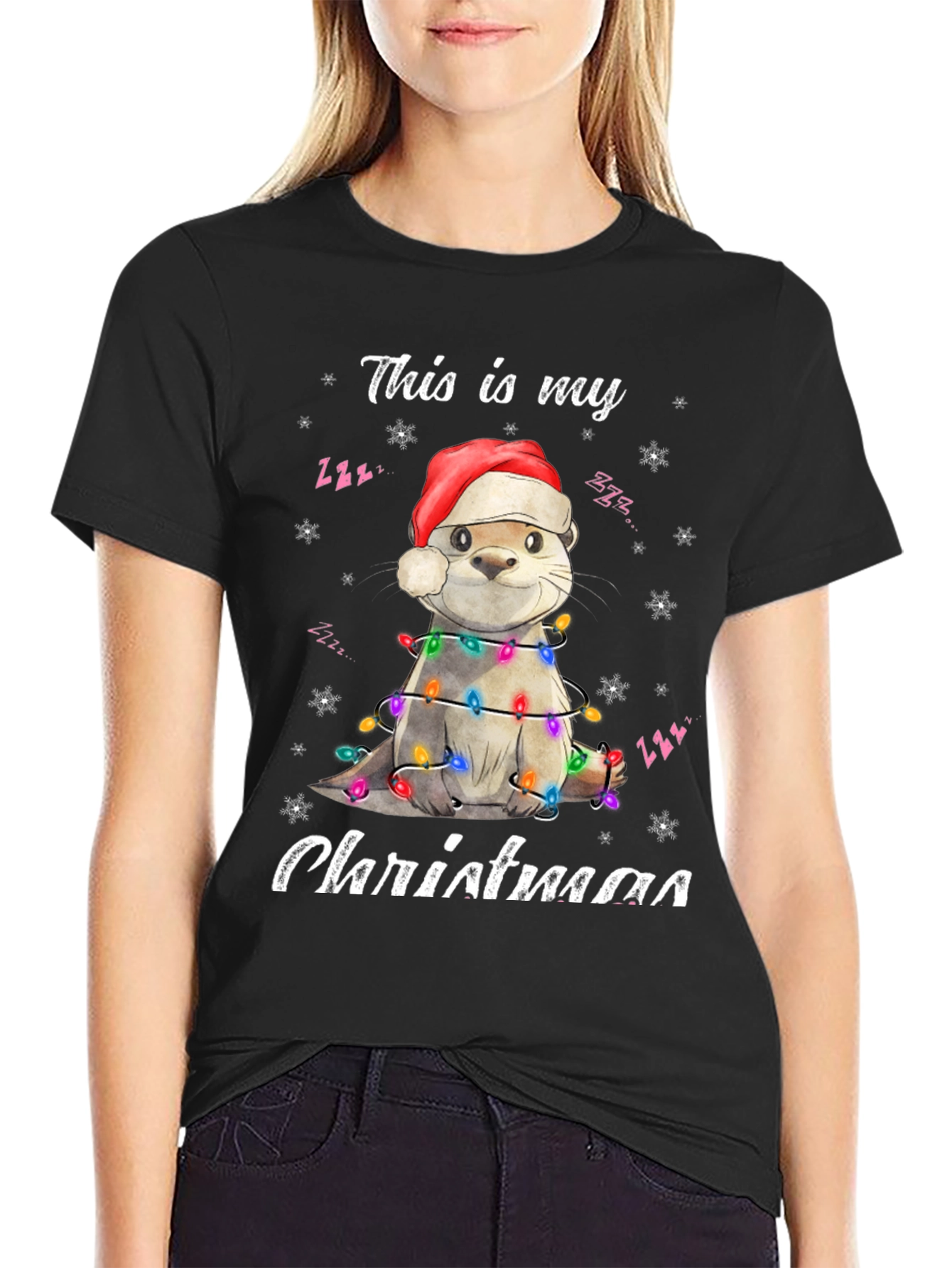 Otter Christmas Lights T-Shirt
