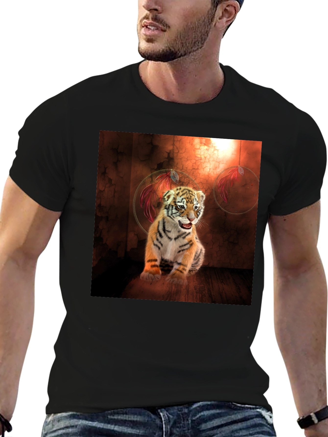Tiger Cub Graphic Tee - Black Cotton Blend