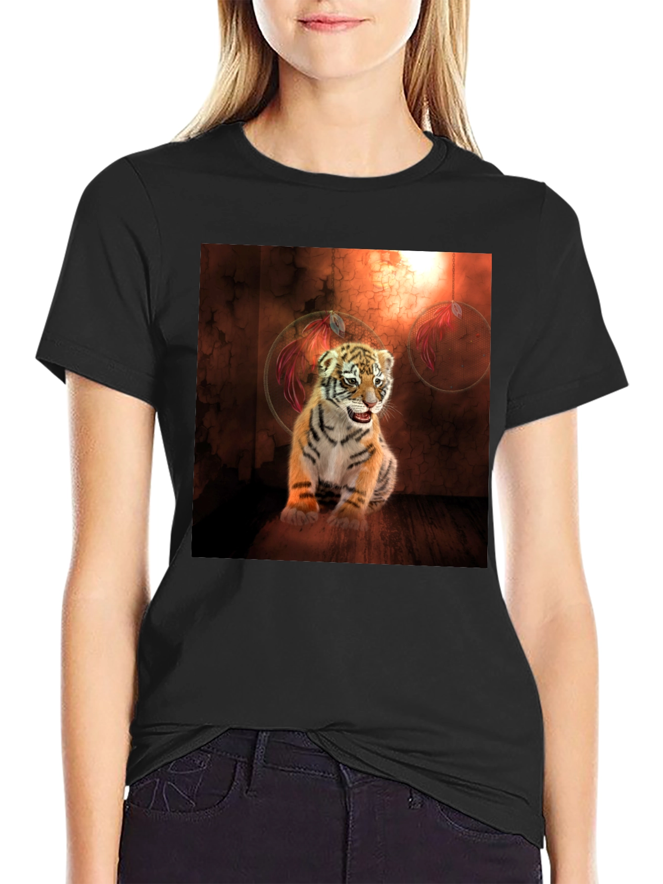 Tiger Cub Graphic Tee - Black Cotton Blend