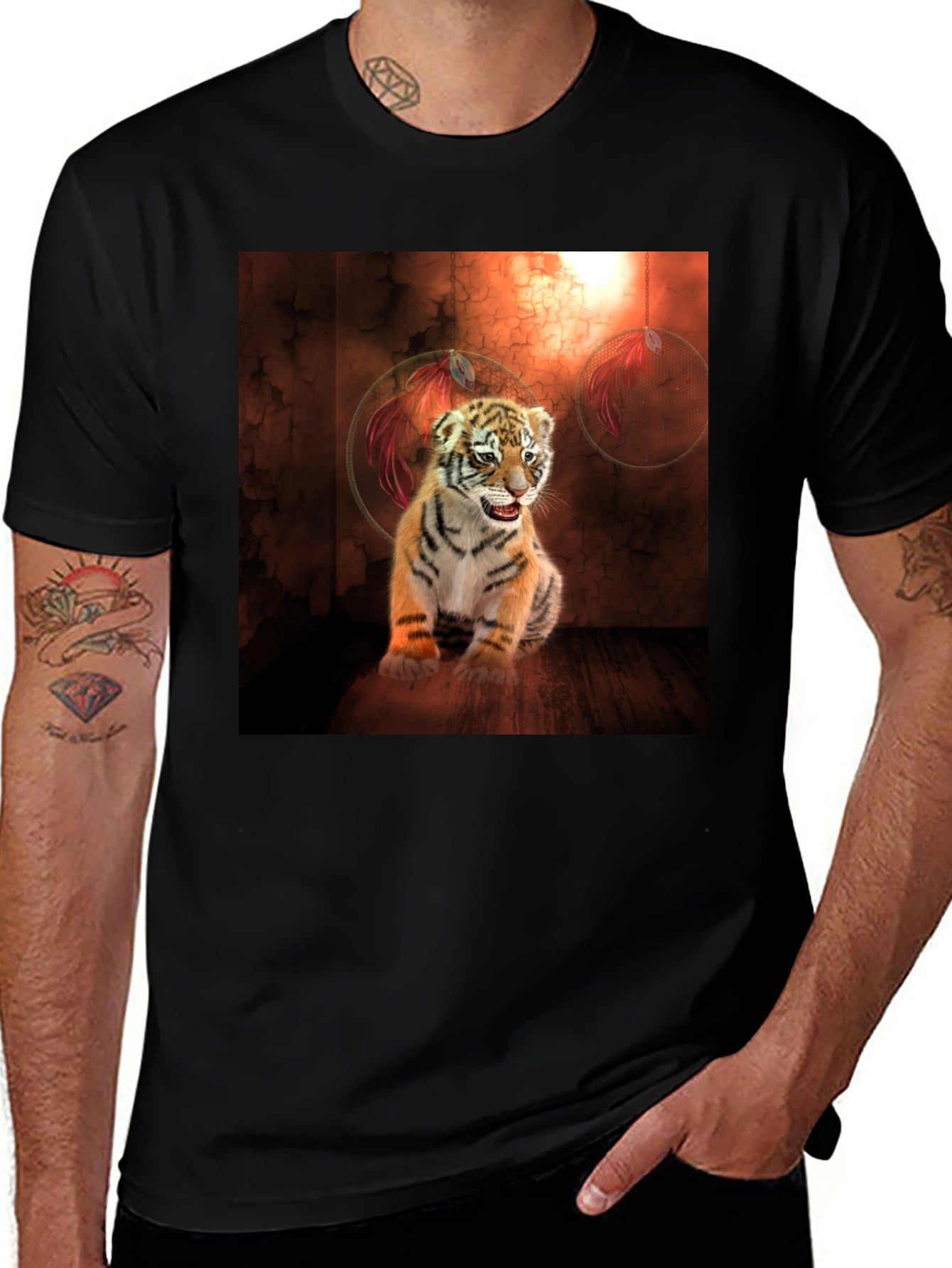 Tiger Cub Graphic Tee - Black Cotton Blend