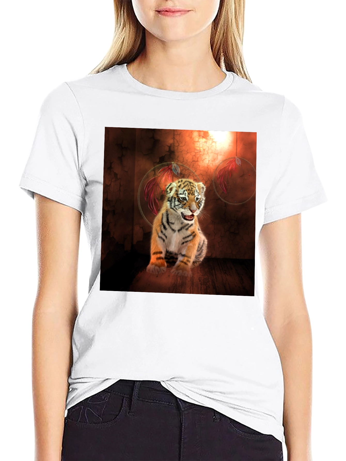 Tiger Cub Graphic Tee - Black Cotton Blend