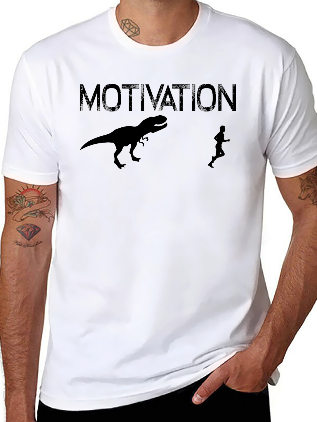 Motivation Dinosaur Run Graphic T-Shirt