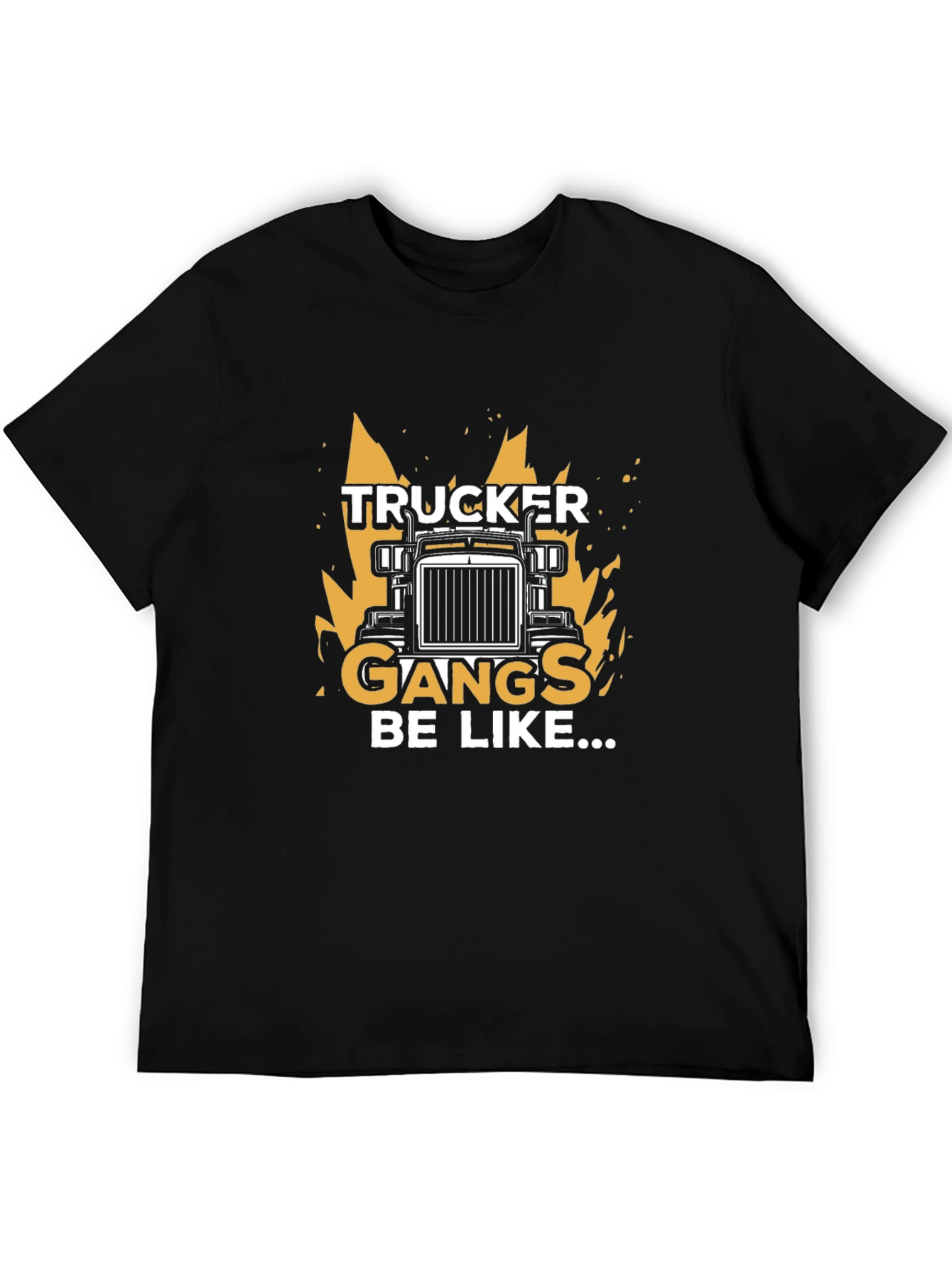 Trucker Gangs Graphic T-Shirt - Black Crew Neck Tee