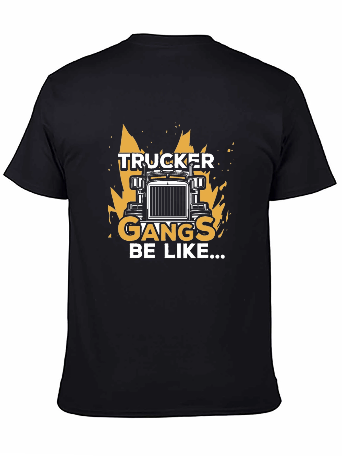 Trucker Gangs Graphic T-Shirt - Black Crew Neck Tee
