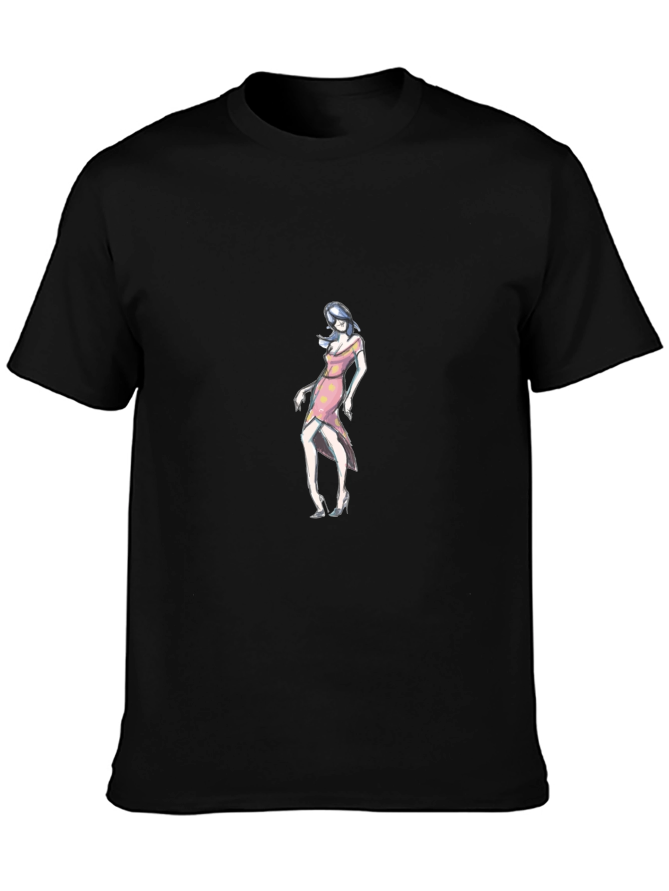 Stylish Black Tee with Fashion Model Graphic