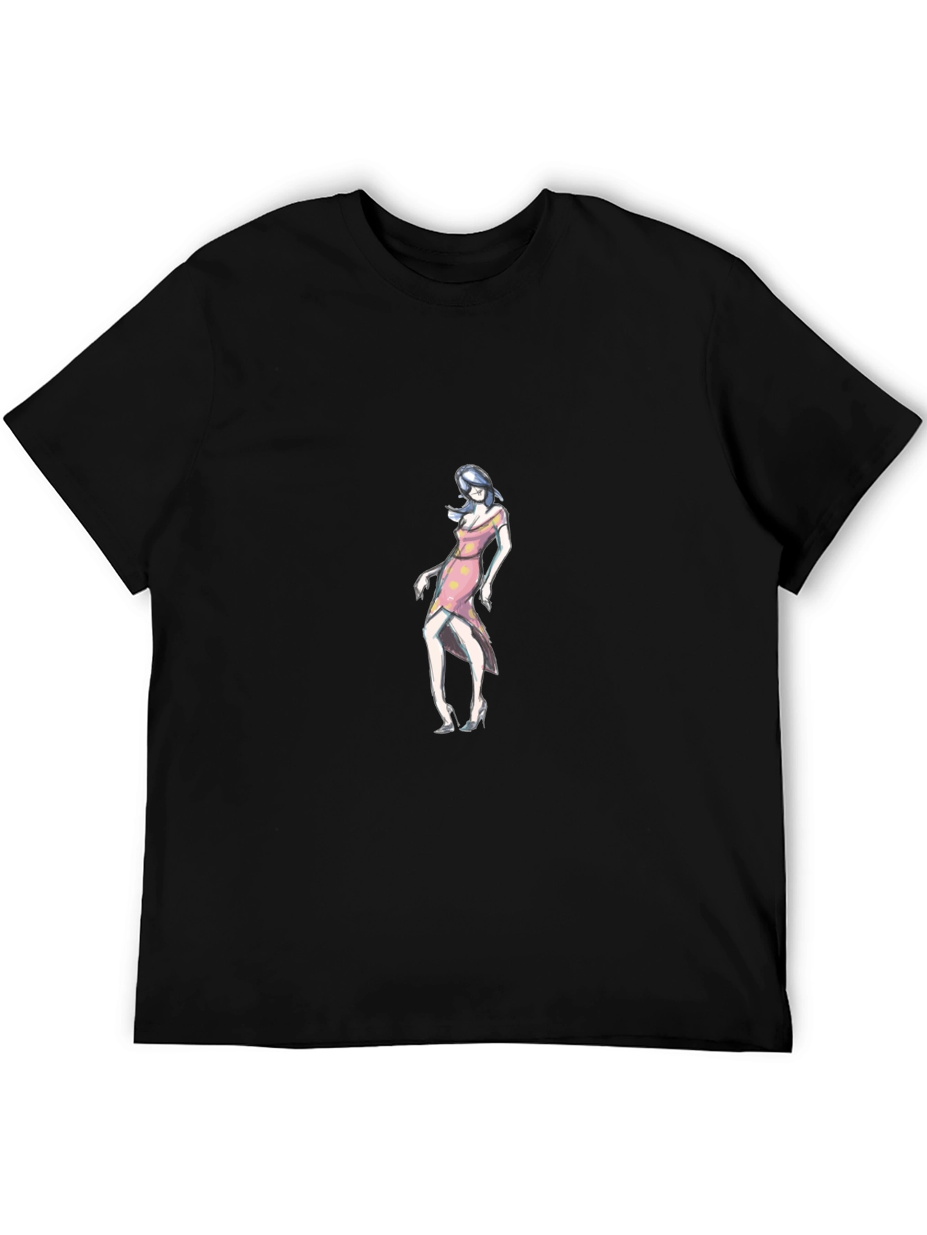 Stylish Black Tee with Fashion Model Graphic