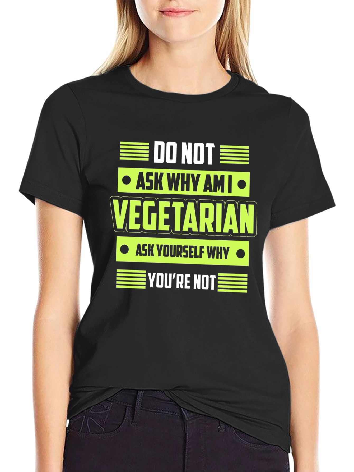 Vegetarian Statement Graphic Tee - Black T-Shirt