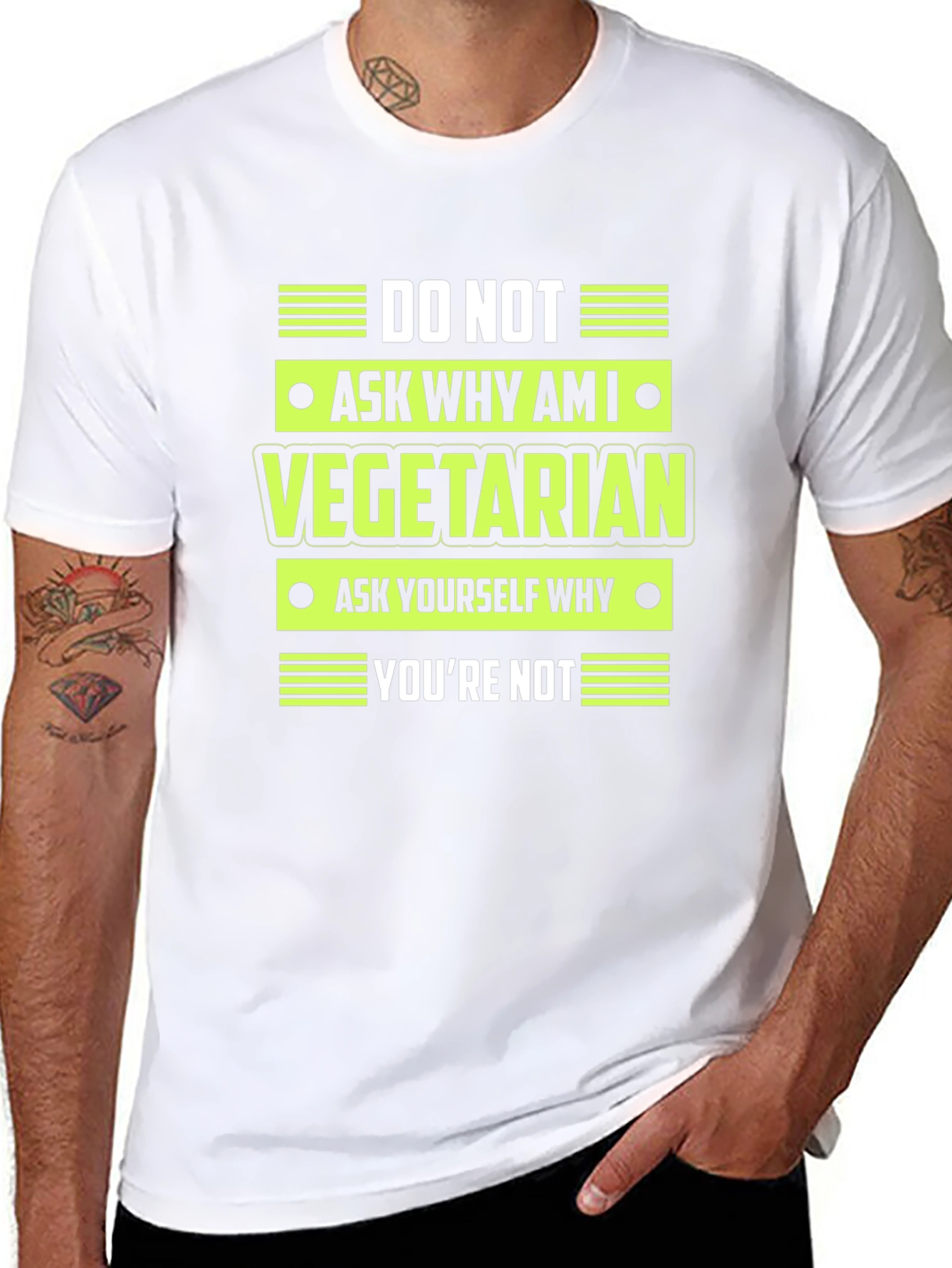 Vegetarian Statement Graphic Tee - Black T-Shirt
