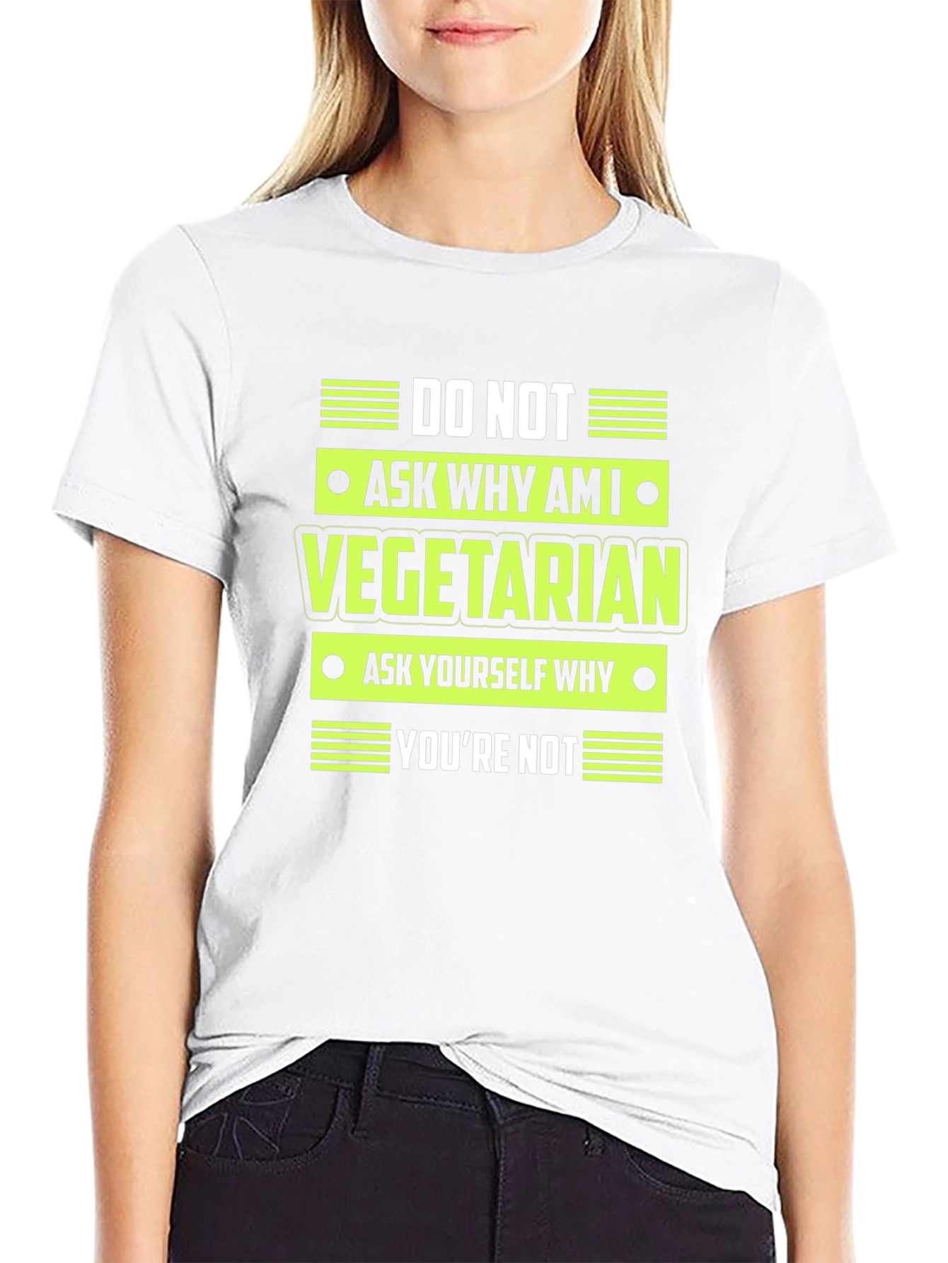 Vegetarian Statement Graphic Tee - Black T-Shirt