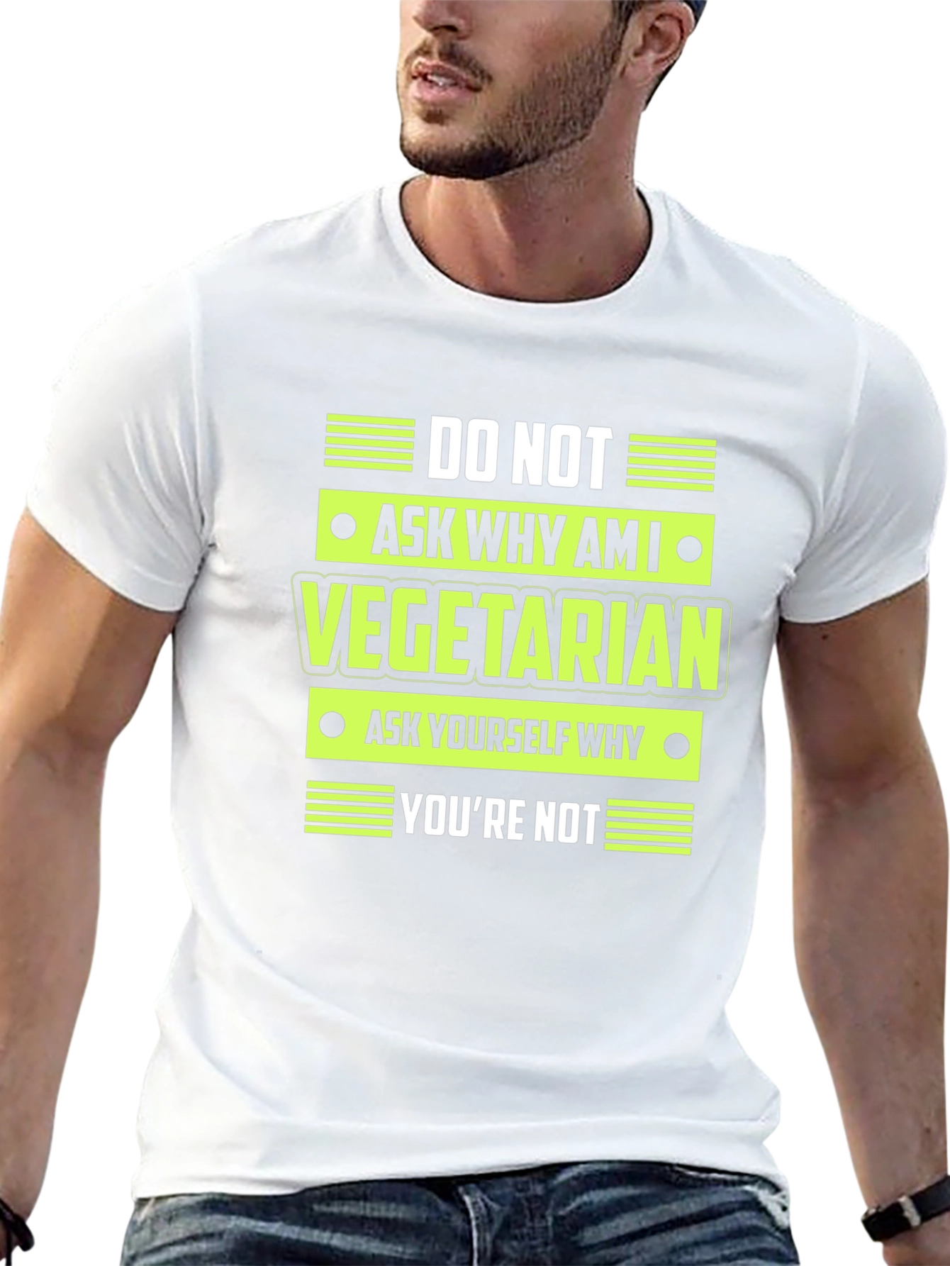 Vegetarian Statement Graphic Tee - Black T-Shirt