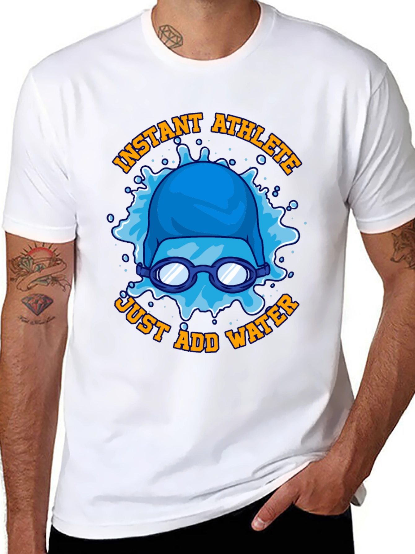 Instant Athlete Just Add Water T-Shirt Funny Swimmer Tee