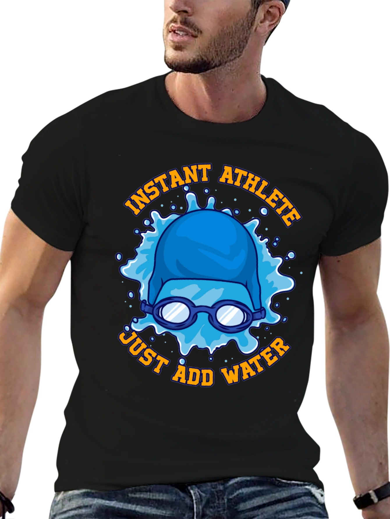 Instant Athlete Just Add Water T-Shirt Funny Swimmer Tee