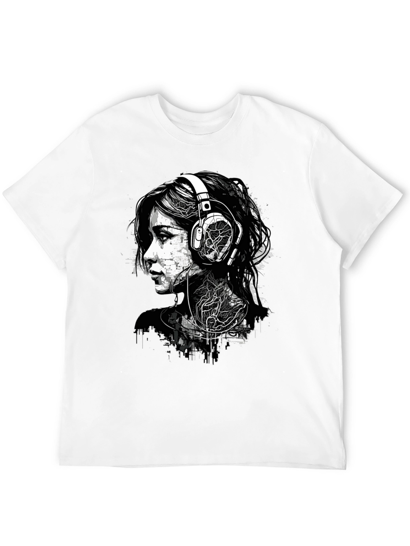 Urban Edge Graphic Tee - Woman with Headphones Design