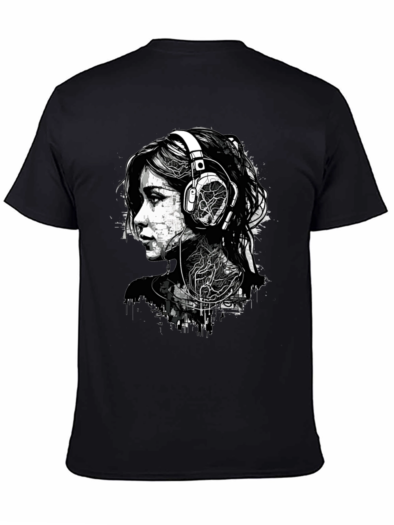 Urban Edge Graphic Tee - Woman with Headphones Design