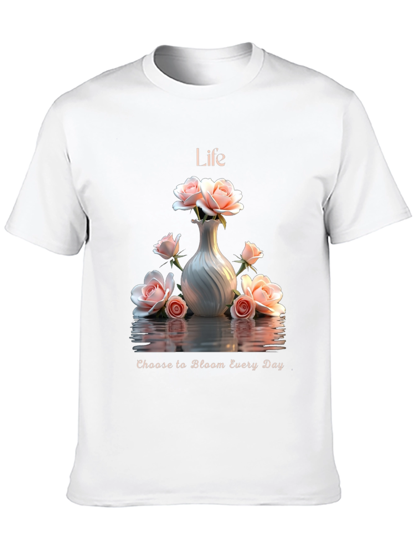 Life Roses Black T-shirt - Bloom Every Day