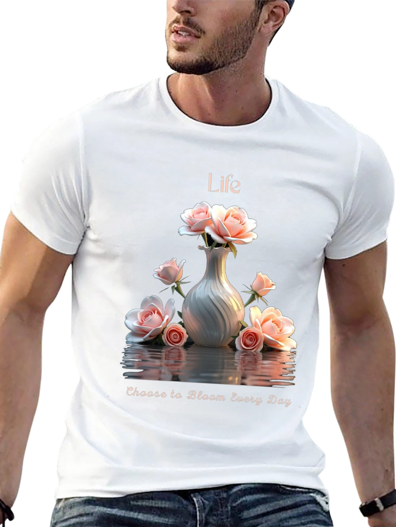 Life Roses Black T-shirt - Bloom Every Day