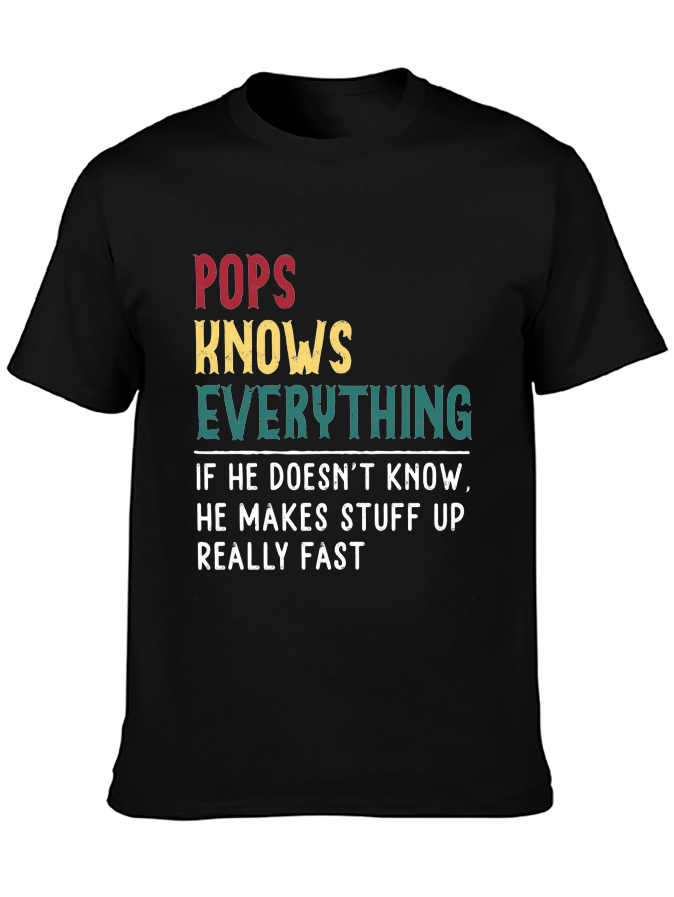 Pops Knows Everything Graphic T-Shirt Dad Humor