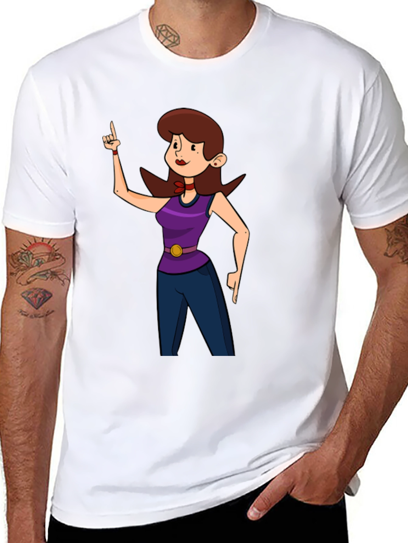 Cartoon Character Graphic Print Black T-Shirt