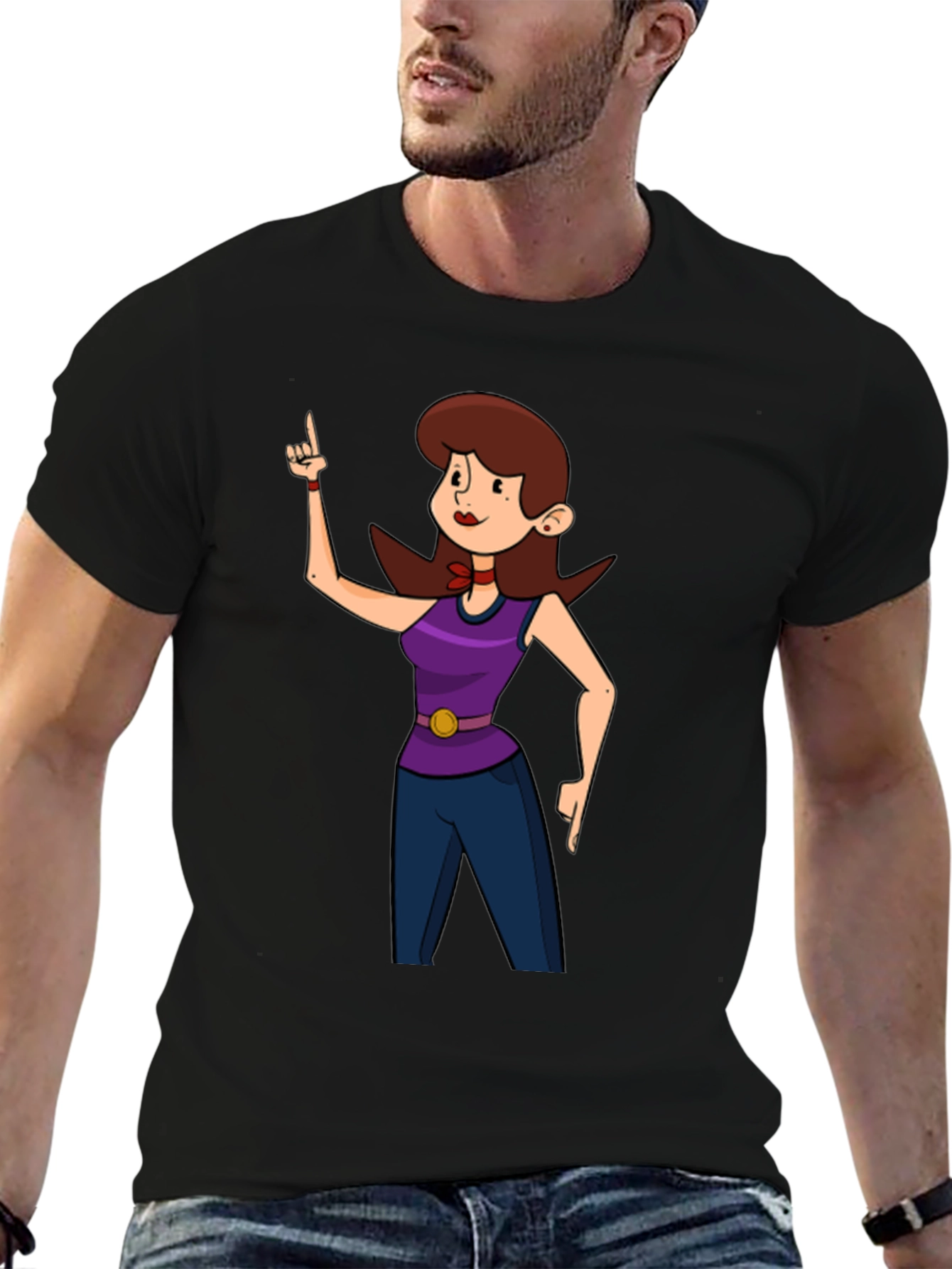 Cartoon Character Graphic Print Black T-Shirt