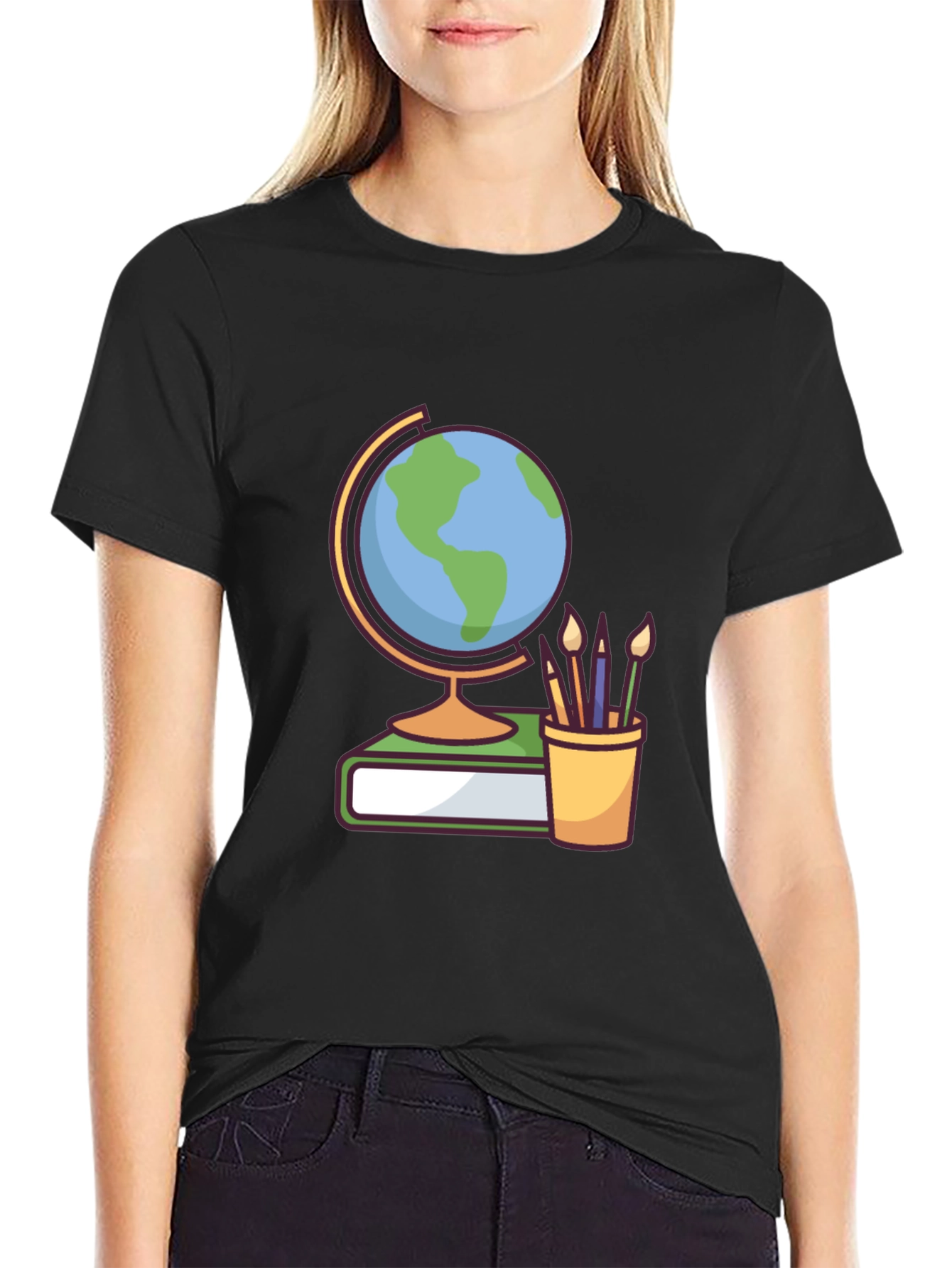 Globe & Art Supplies Graphic Tee - Black