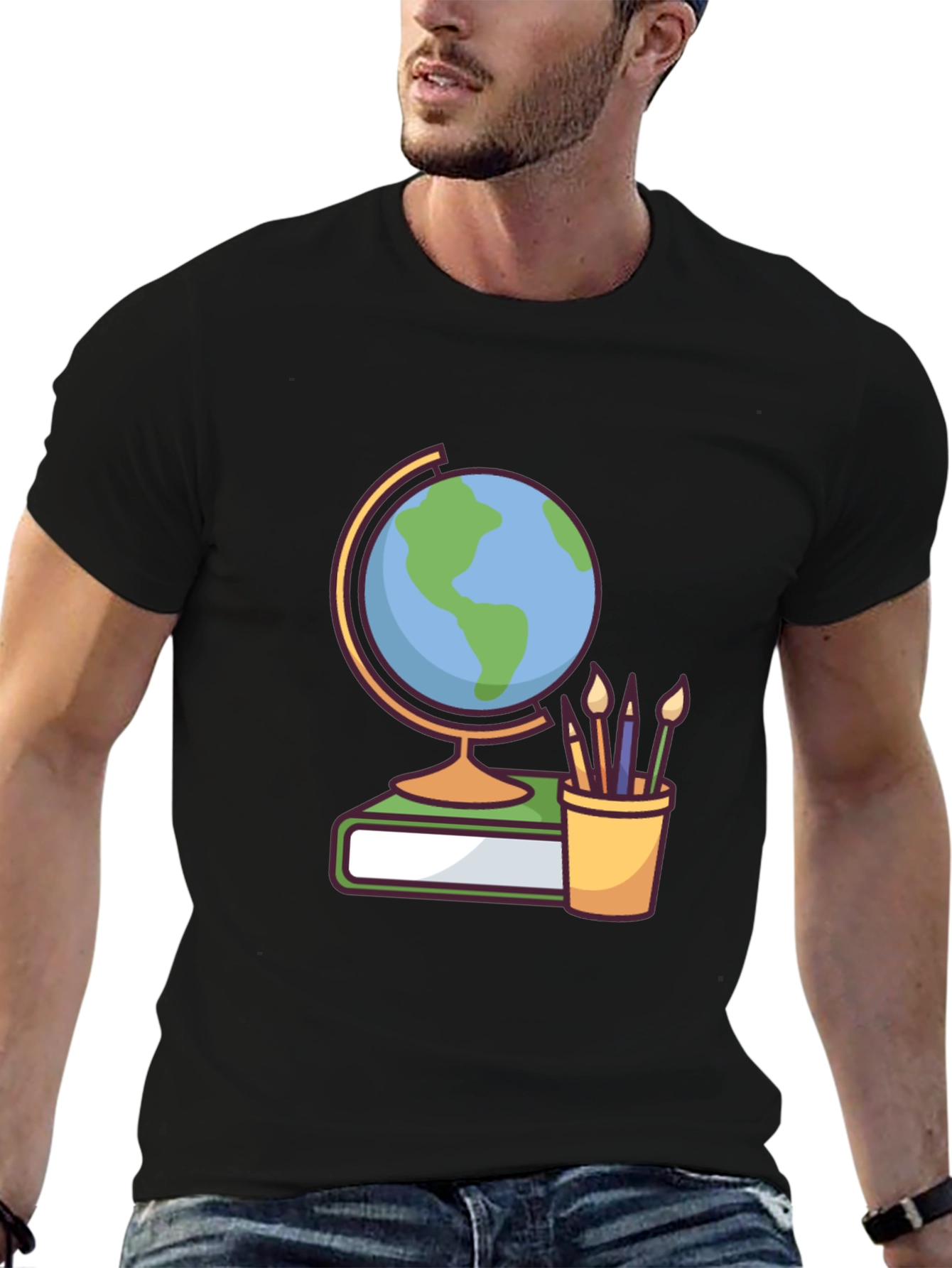 Globe & Art Supplies Graphic Tee - Black
