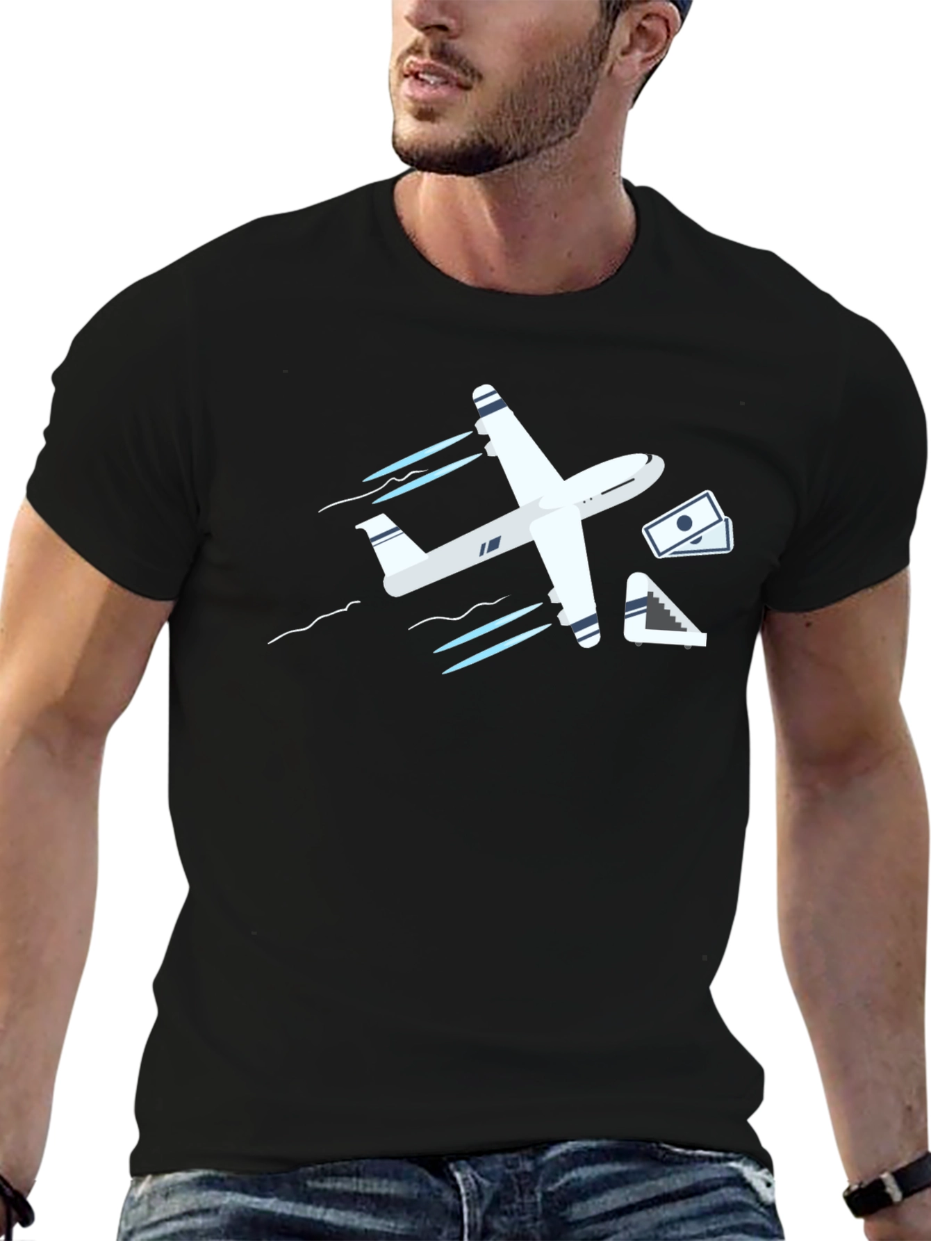 Fly High T-Shirt: Airplane & Money Design