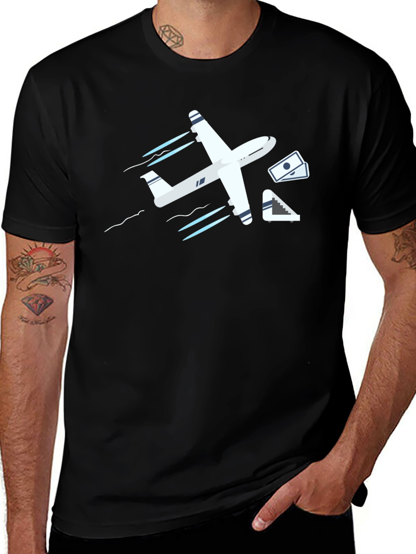 Fly High T-Shirt: Airplane & Money Design