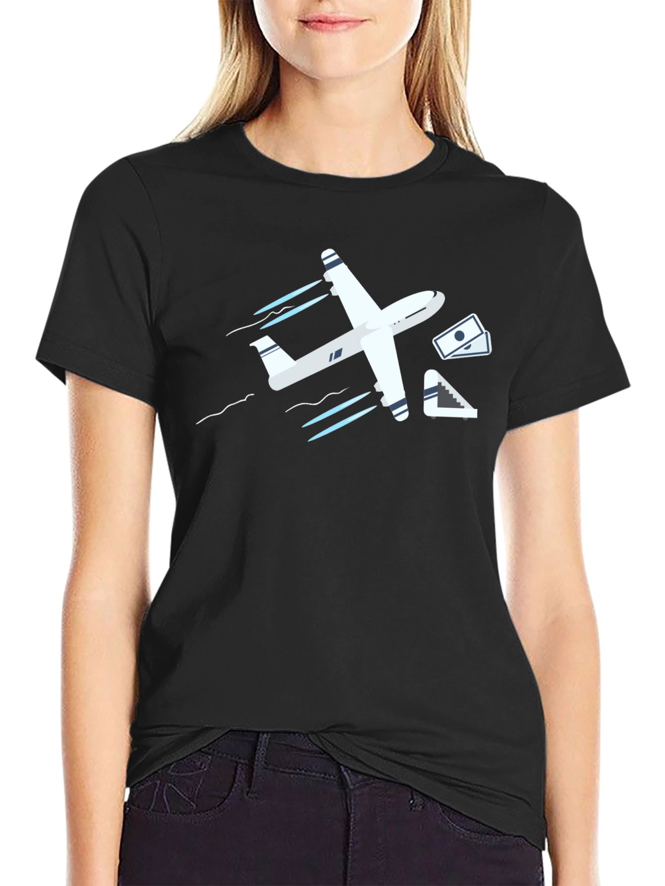 Fly High T-Shirt: Airplane & Money Design