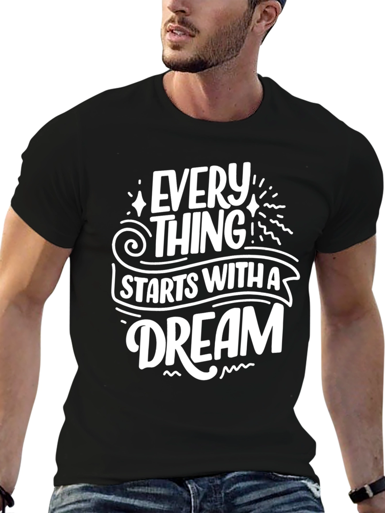 Dream Start Black T-Shirt - Inspirational Quote