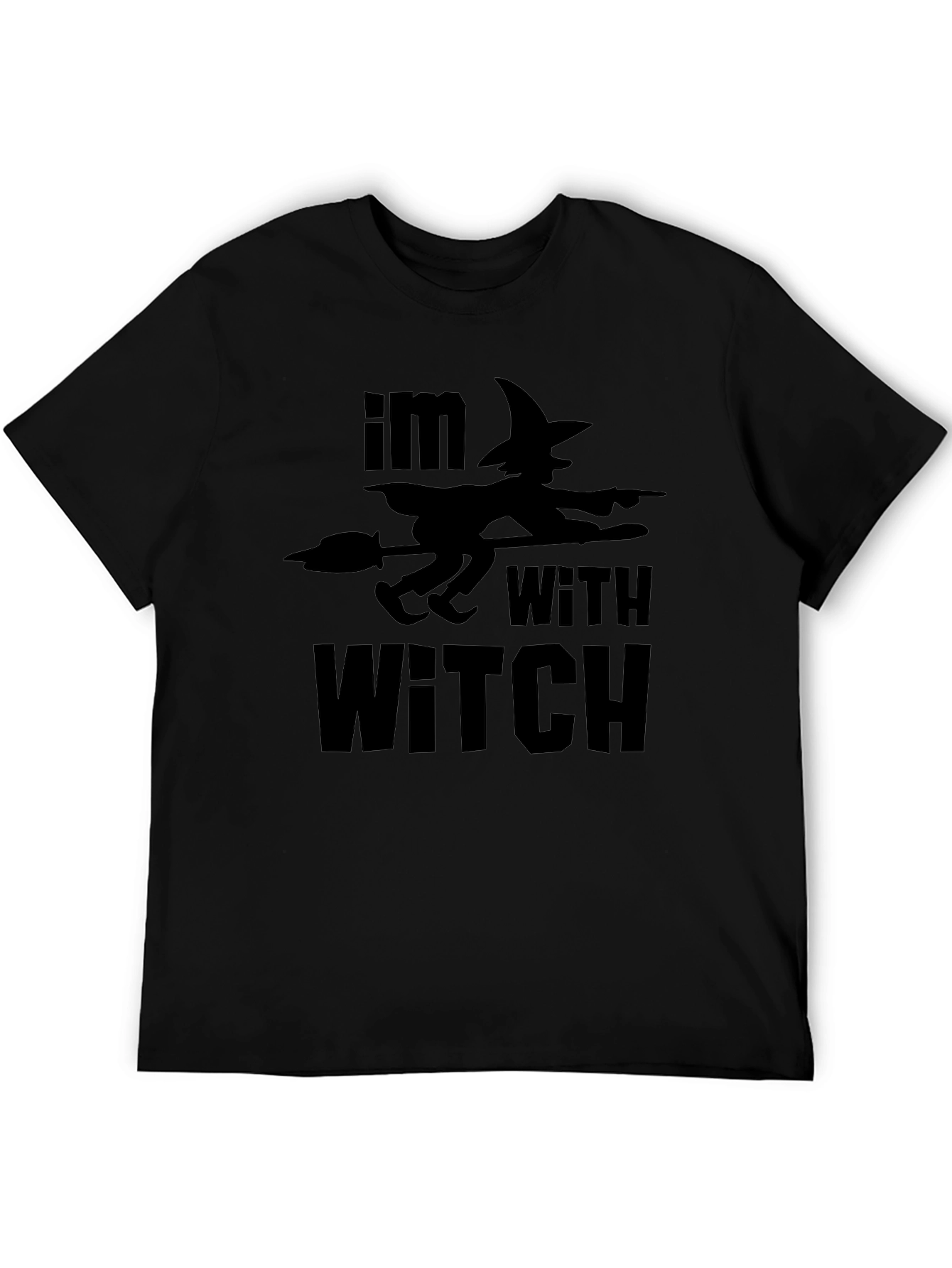 Im With Witch Halloween Graphic T-Shirt - Black