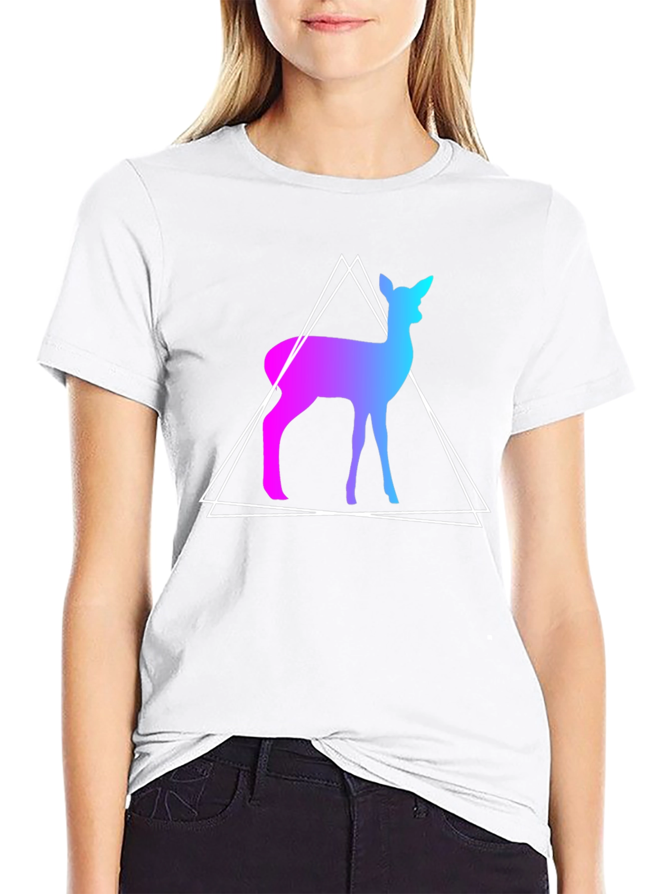 Geometric Deer Graphic Tee - Trendy Design
