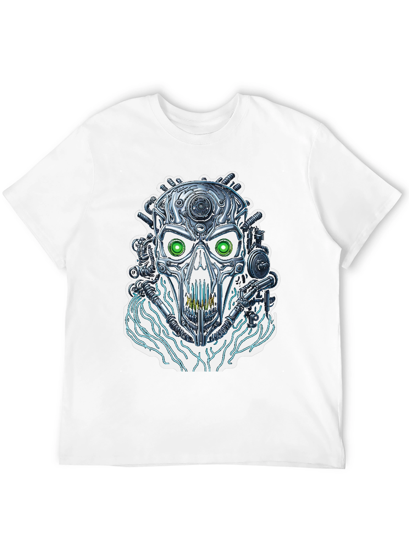 Cyber Skull T-Shirt - Futuristic Robotic Design