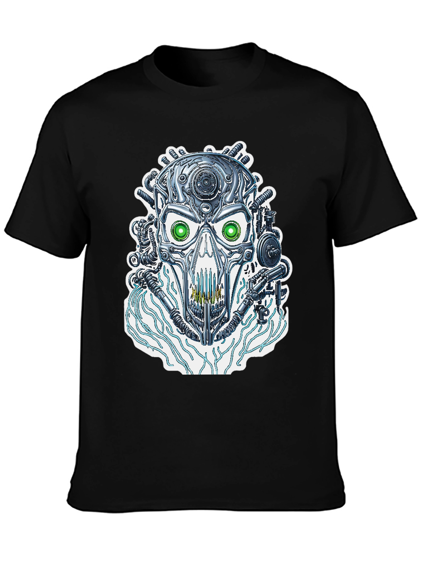 Cyber Skull T-Shirt - Futuristic Robotic Design