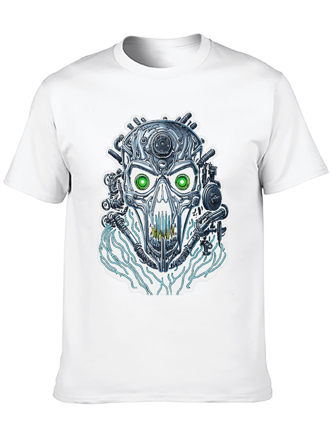 Cyber Skull T-Shirt - Futuristic Robotic Design