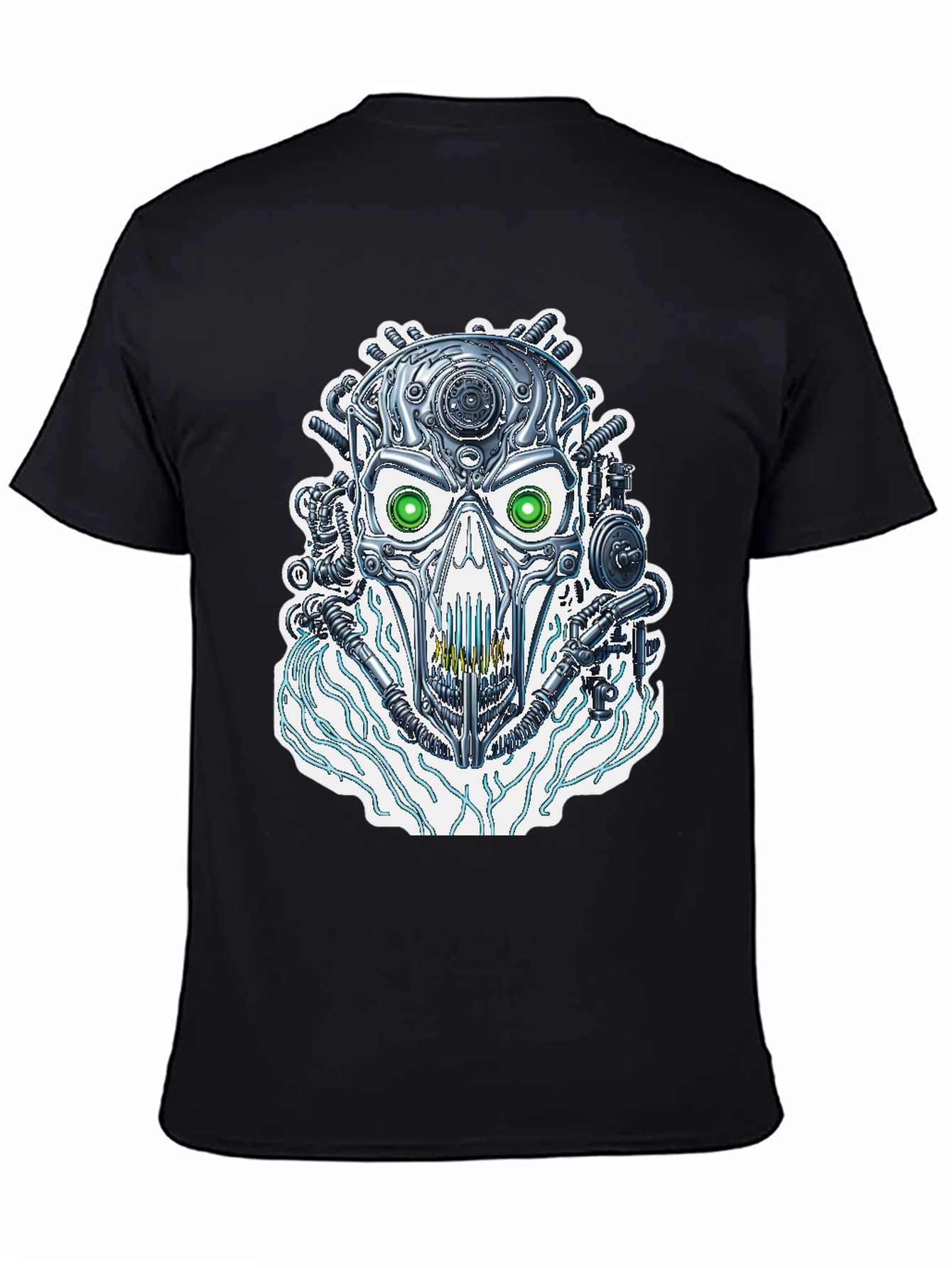 Cyber Skull T-Shirt - Futuristic Robotic Design