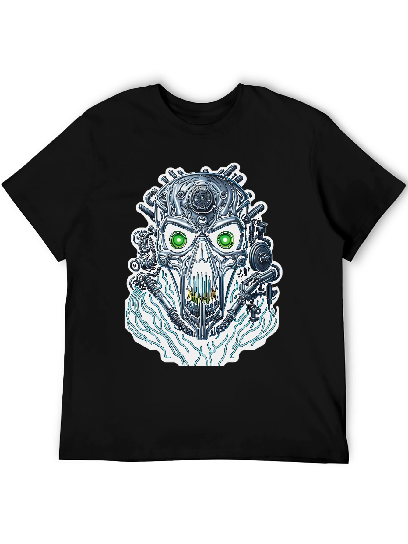 Cyber Skull T-Shirt - Futuristic Robotic Design