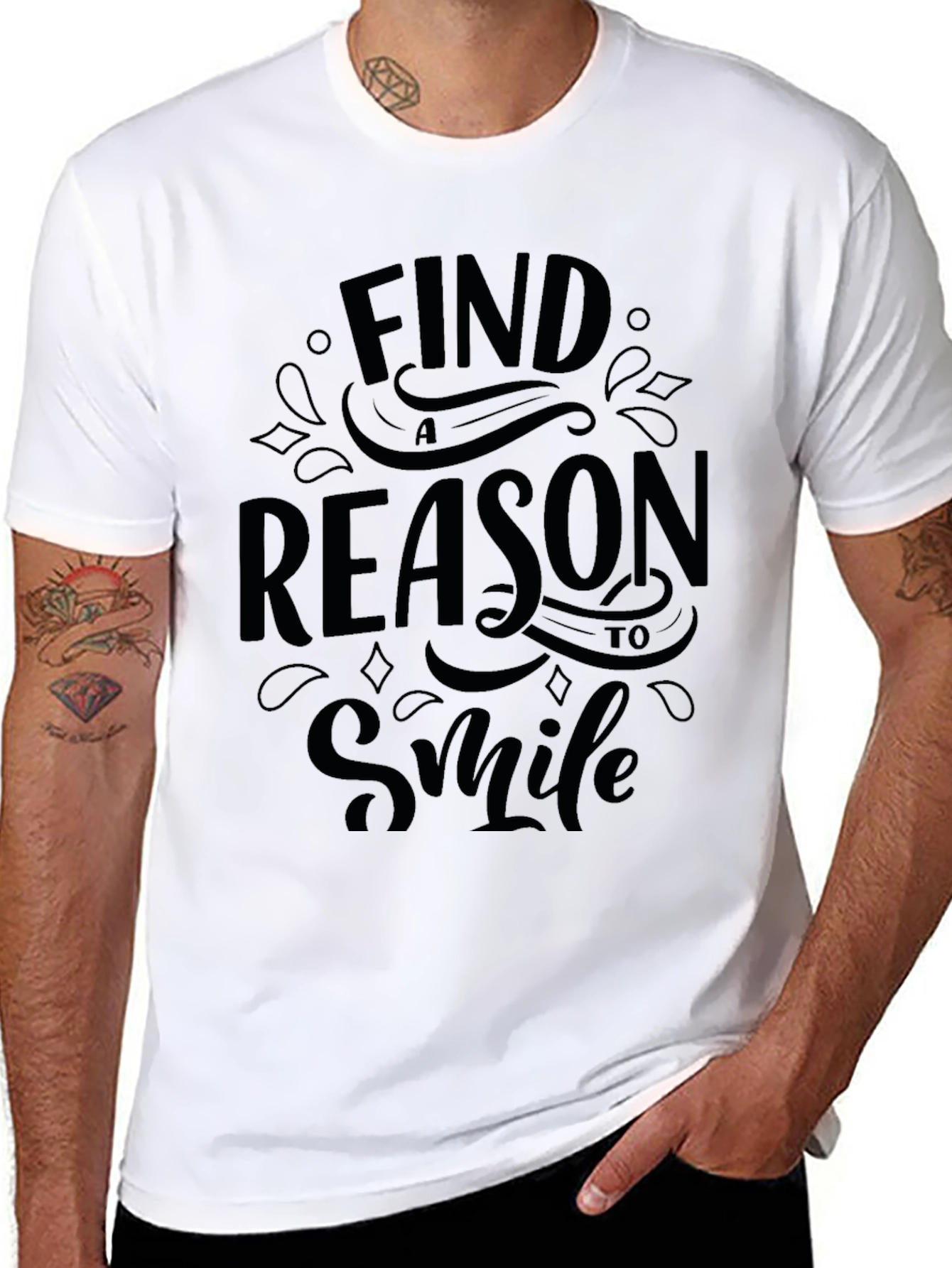 Find a Reason to Smile Graphic Black T-Shirt