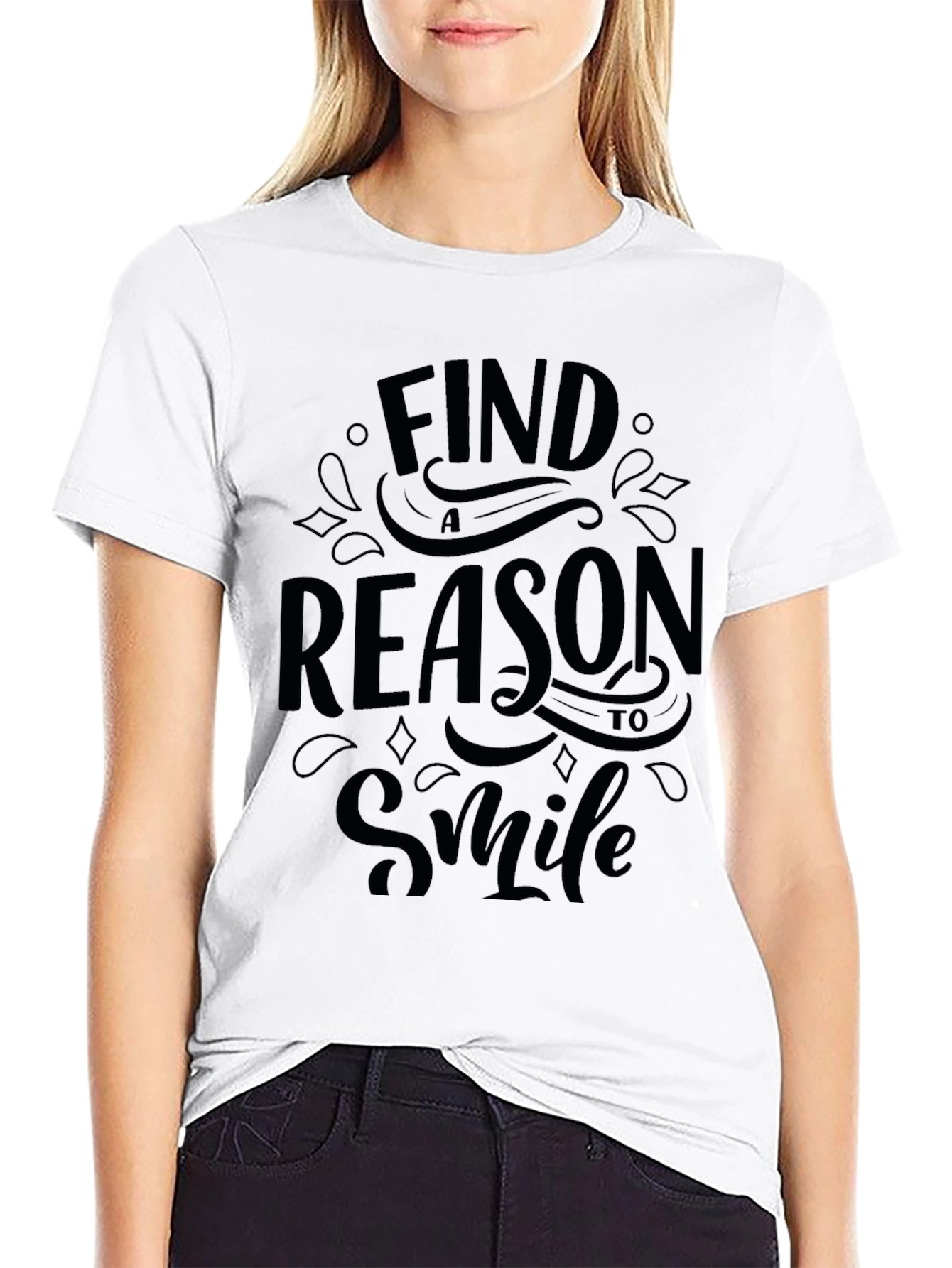 Find a Reason to Smile Graphic Black T-Shirt