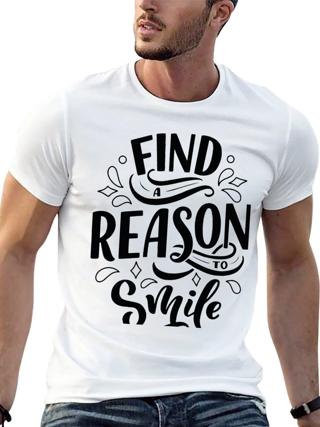 Find a Reason to Smile Graphic Black T-Shirt