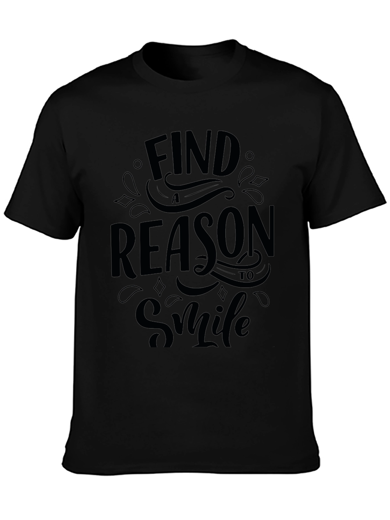 Find a Reason to Smile Graphic Black T-Shirt