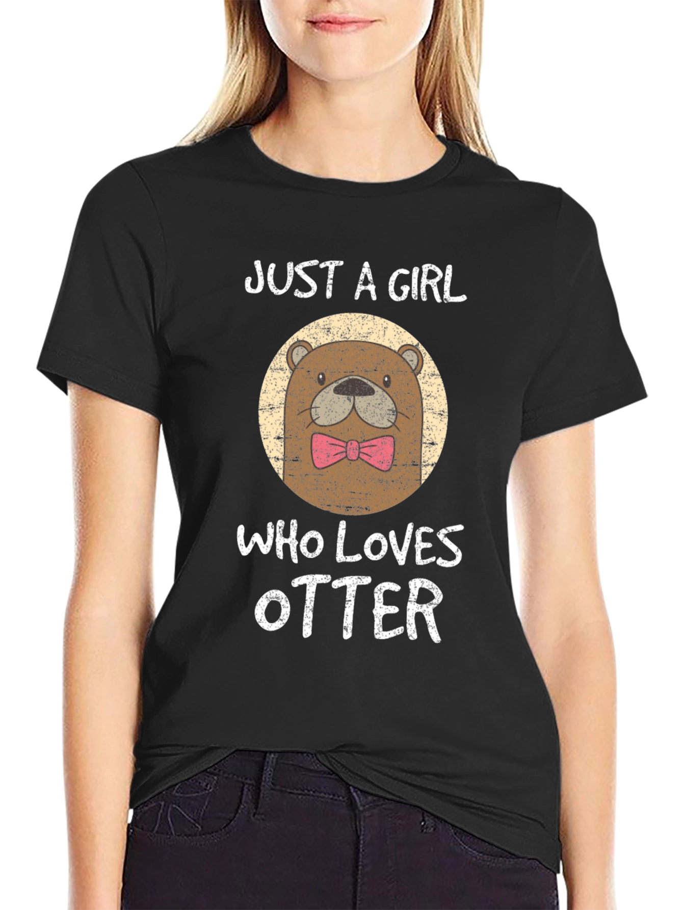 Just a Girl Who Loves Otters Black T-Shirt