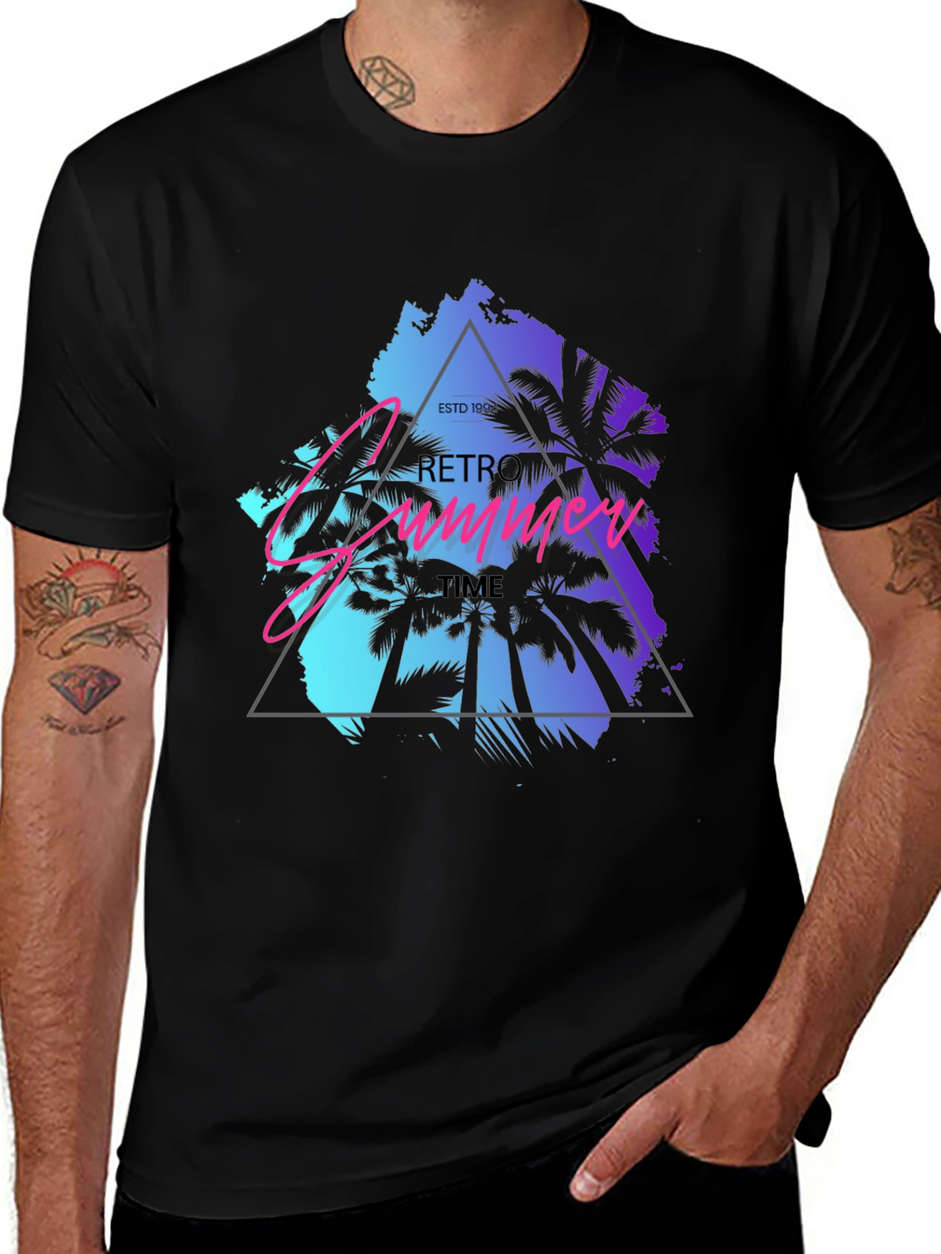 Retro Summer Time Palm Tee