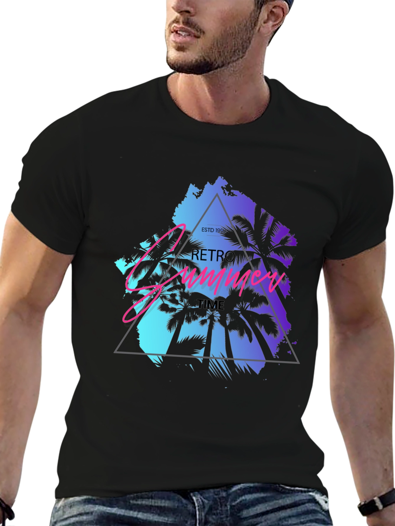 Retro Summer Time Palm Tee