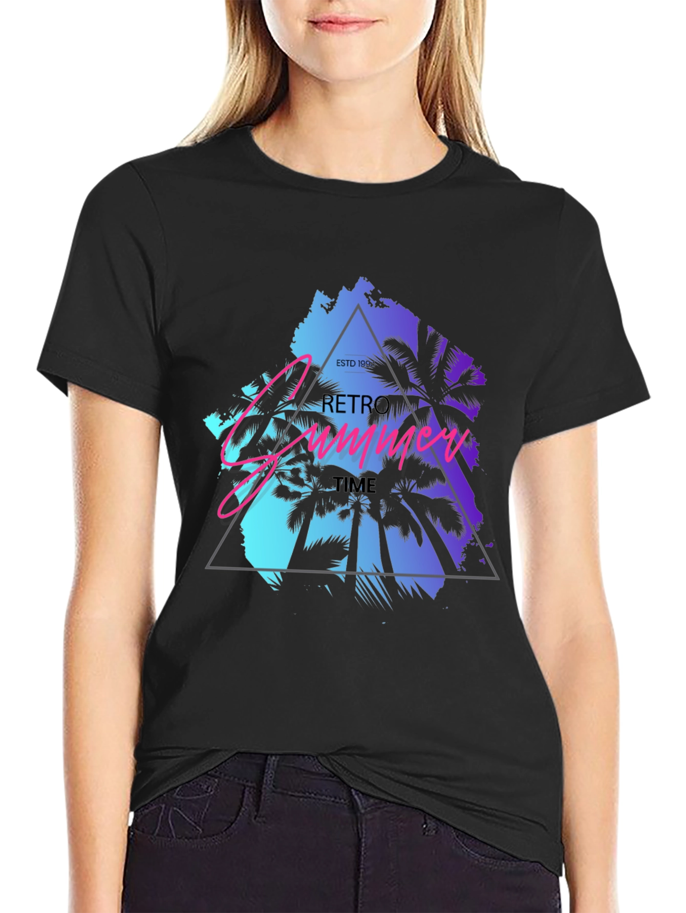 Retro Summer Time Palm Tee